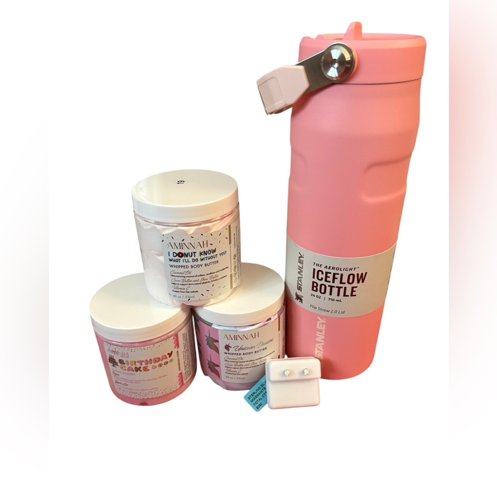 Stanley Ice Flow, Three Aminnah and Solid Sterling Silver Moissanite Earrings